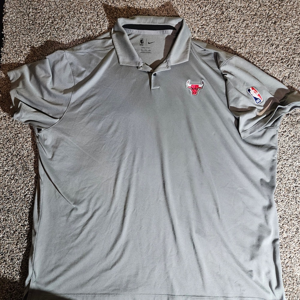 Nike Chicago Bulls NBA Dri-FIT Polo Shirt Mens XXL Gray DA7772-002